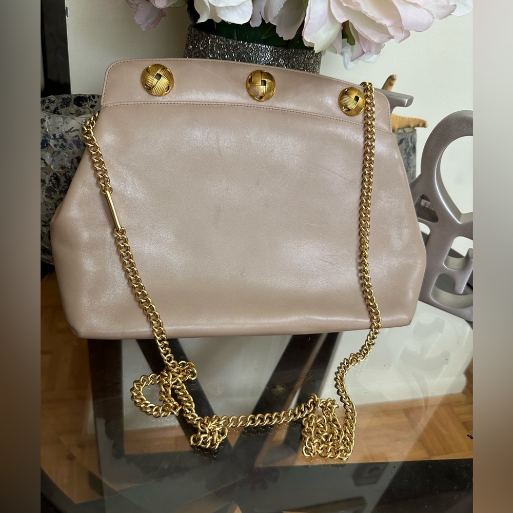 Authentic Salvatore Ferragamo Vintage Beige Leather Bag
